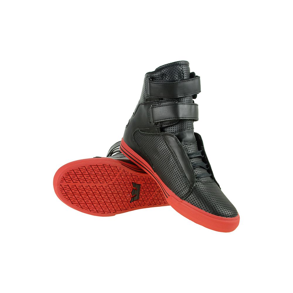 Baskets Montantes Supra TK Society Noir Black Perf Leather Homme | MTE-75903623